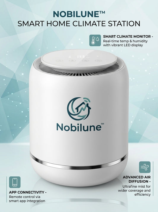 Nobilune™ Smart Humidifier & Climate Monitor with Temperature and Humidity Display, App Control, Fine-Mist Air Diffusion and Modern Top-Touch Design